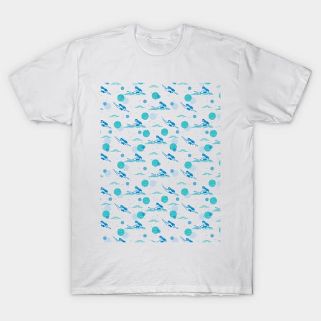 Jump in and Swimming Pattern Art T-Shirt by FlinArt